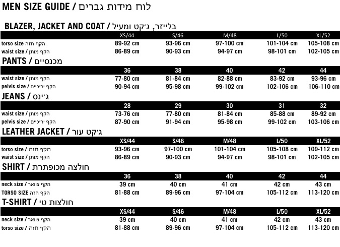 MSIZECHART